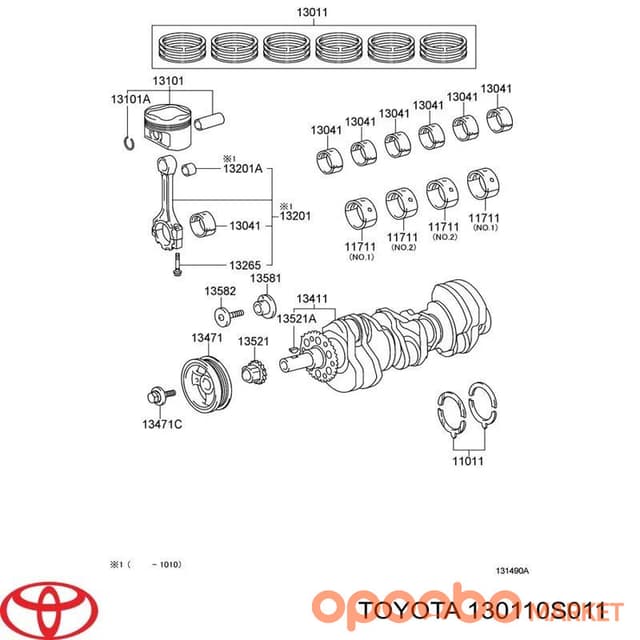 TOYOTA RING Set,piston 13011-WC003