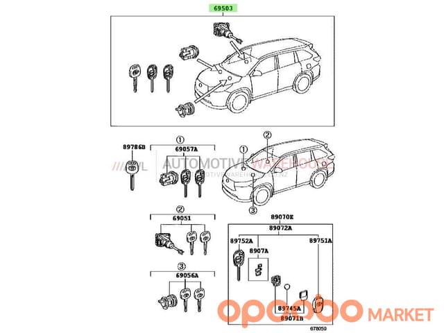 TOYOTA CYLINDER & KEY SET 69005-1E791