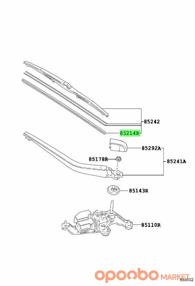 TOYOTA Rubber, Wiper, LH 85214-B1070