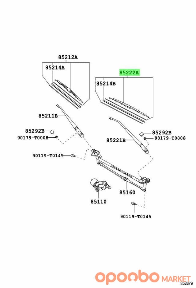 TOYOTA Blade, FR Wiper, LH 85222-05120