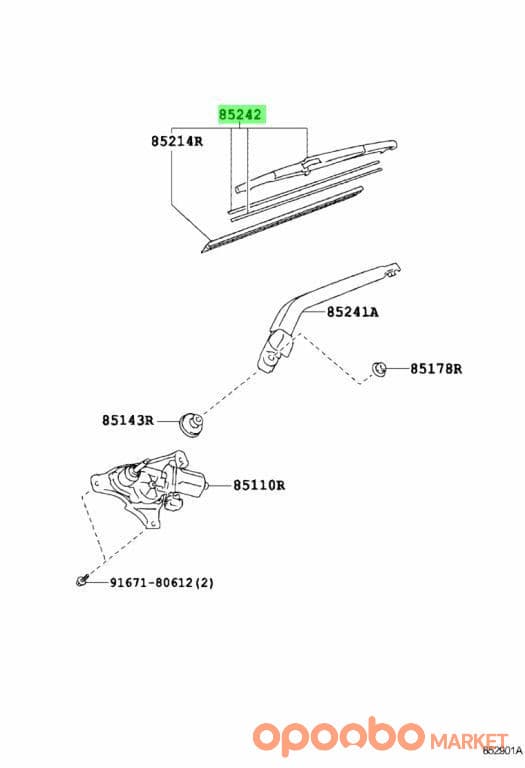 TOYOTA Blade, RR WIPER 85242-42030
