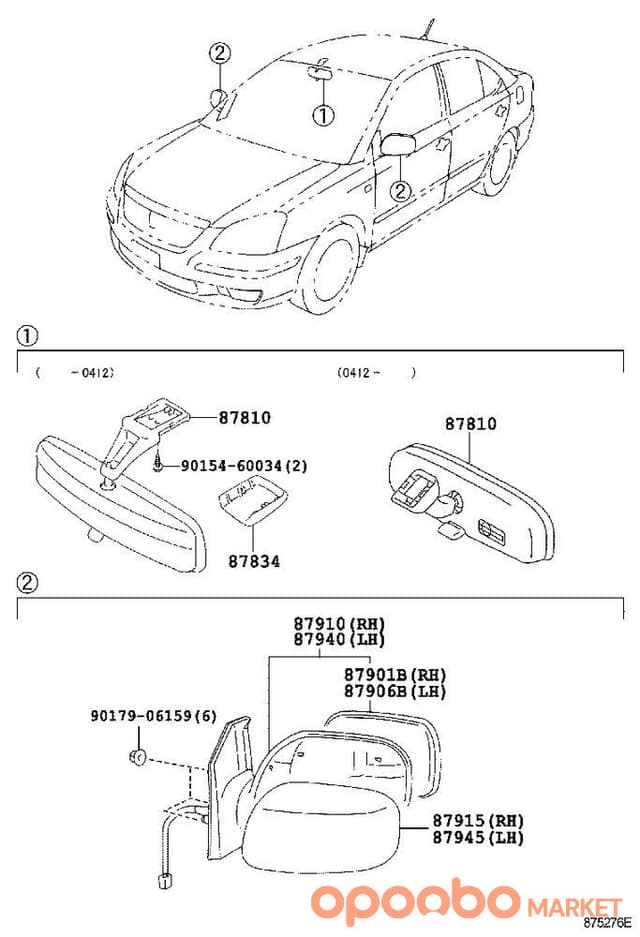TOYOTA Mirror,outer LH 87961-WC007