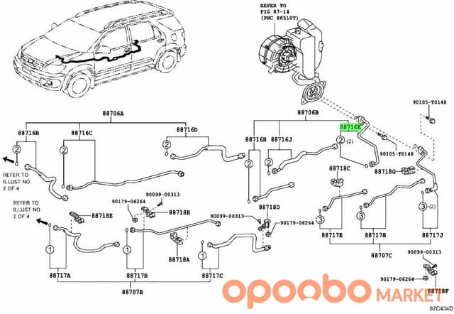 TOYOTA Pipe, COOLER REFRIGERANT Liquid, D 88716-0KV20