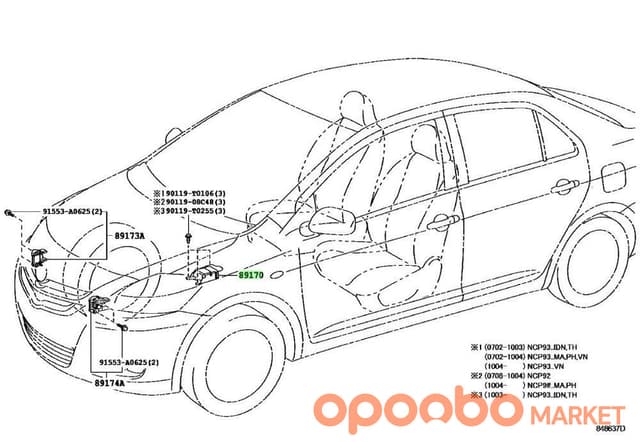 TOYOTA SENSOR ASSY, AIR BAG 89170-05380