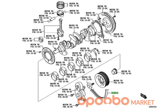 TOYOTA ALTERNATOR BELT 90118-WCA54